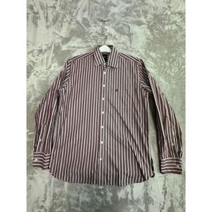 Bugatti Men's Burgundy Stripe Dress Shirt Long Sleeve Button Up Size Medium‎